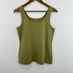 J. Jill Size M Perfect Tank Olive Green Cotton Blend Sleeveless Casual Layering